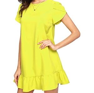 New round neck, tulip sleeve, shift dress